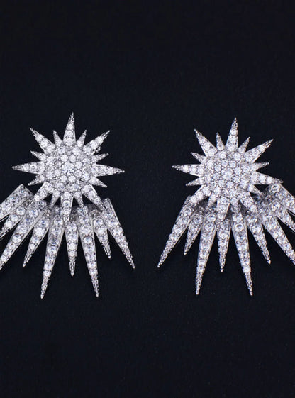 Rhodium Star Stud Earrings