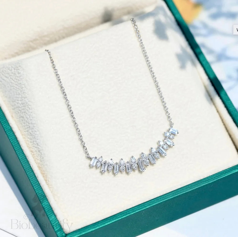 Rhonda Minimalist 925 Silver Cz Bridal Necklace