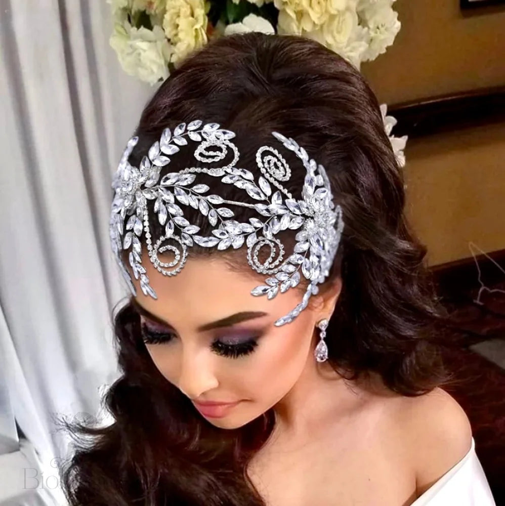 Rivera Silver Crystal Bridal Headdress