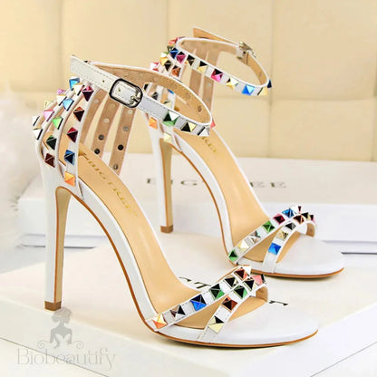 Rivet High Heels Roman Style Sandals Stiletto For Women