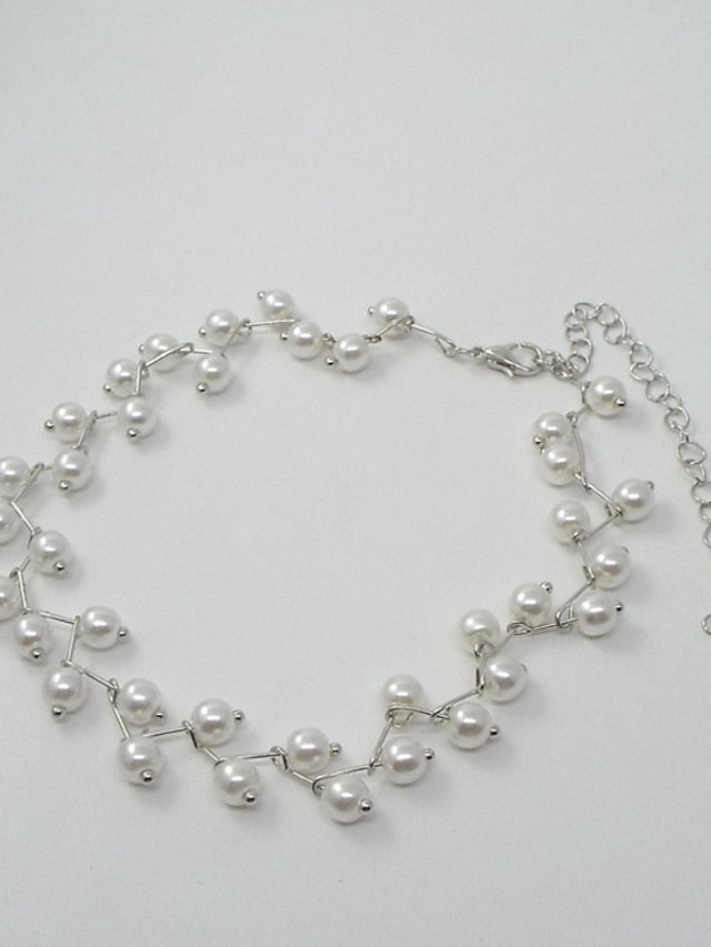 Choker Necklace Pearl White Alloy Classic For Women Wedding Daily 1Pc