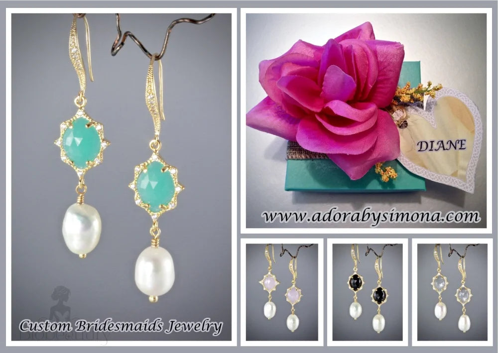 Robyn - Colorful Pearl And Crystal Earrings For Bridesmaids