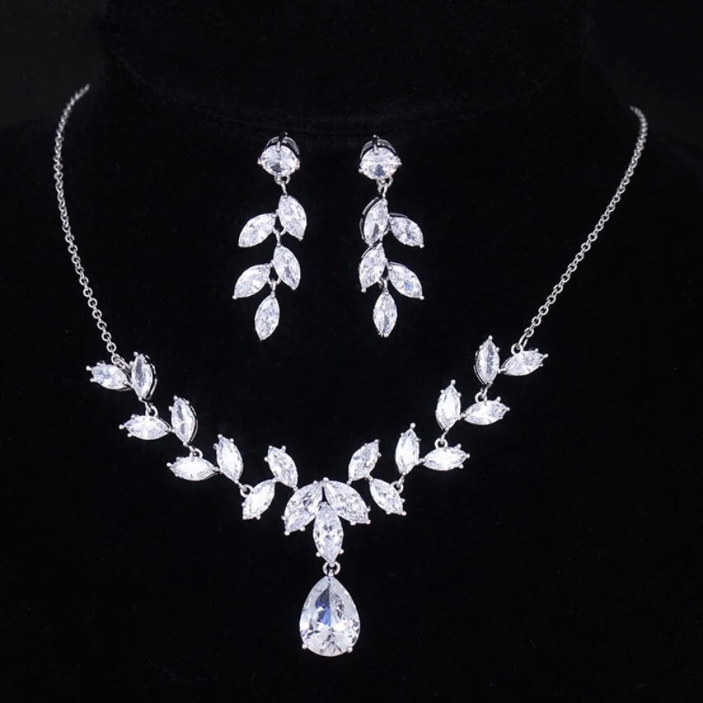 Rochelle Silver Bridal Jewelry Set With Cubic Zirconia