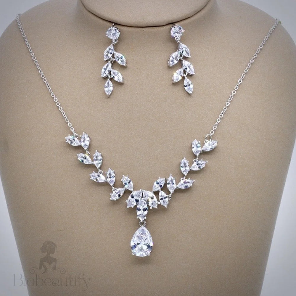 Rochelle Silver Bridal Jewelry Set With Cubic Zirconia