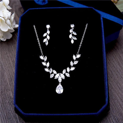 Wedding Jewelry and Accessories - Silver Cubic Zirconia 3-Piece Bridal Jewelry Set With Tiara