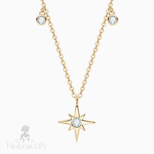 Rolo Chain Moissanite Starburst Pendant Necklace In Sterling Silver Gold / One Size