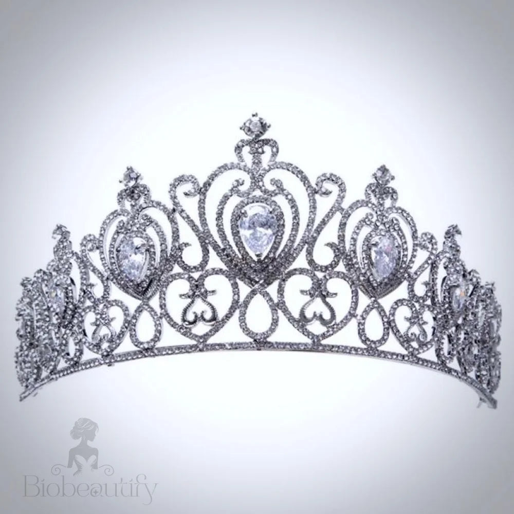 Roma Bridal Tiara With Cubic Zirconia In Silver And Gold