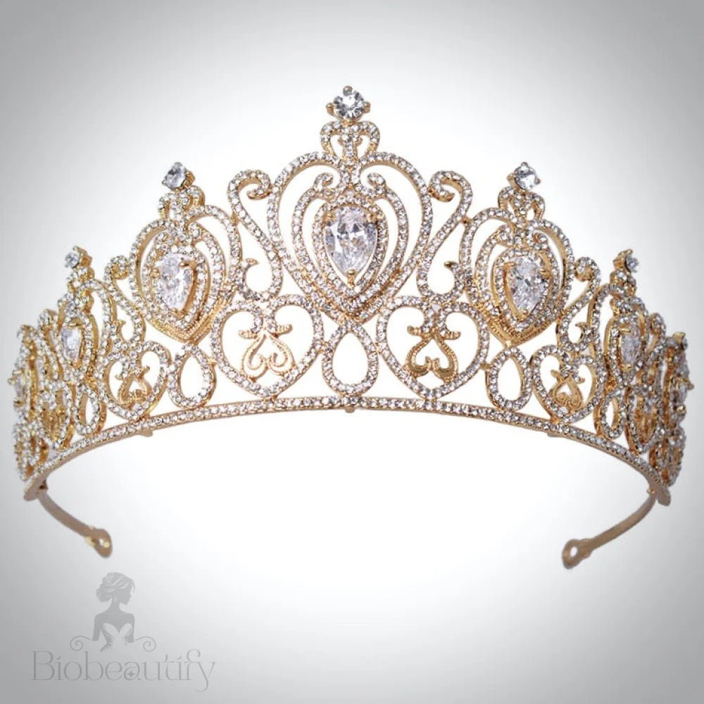 Roma Bridal Tiara With Cubic Zirconia In Silver And Gold