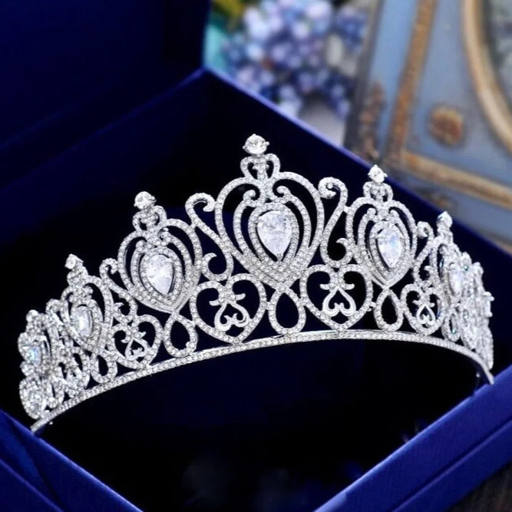 Roma Bridal Tiara With Cubic Zirconia In Silver And Gold