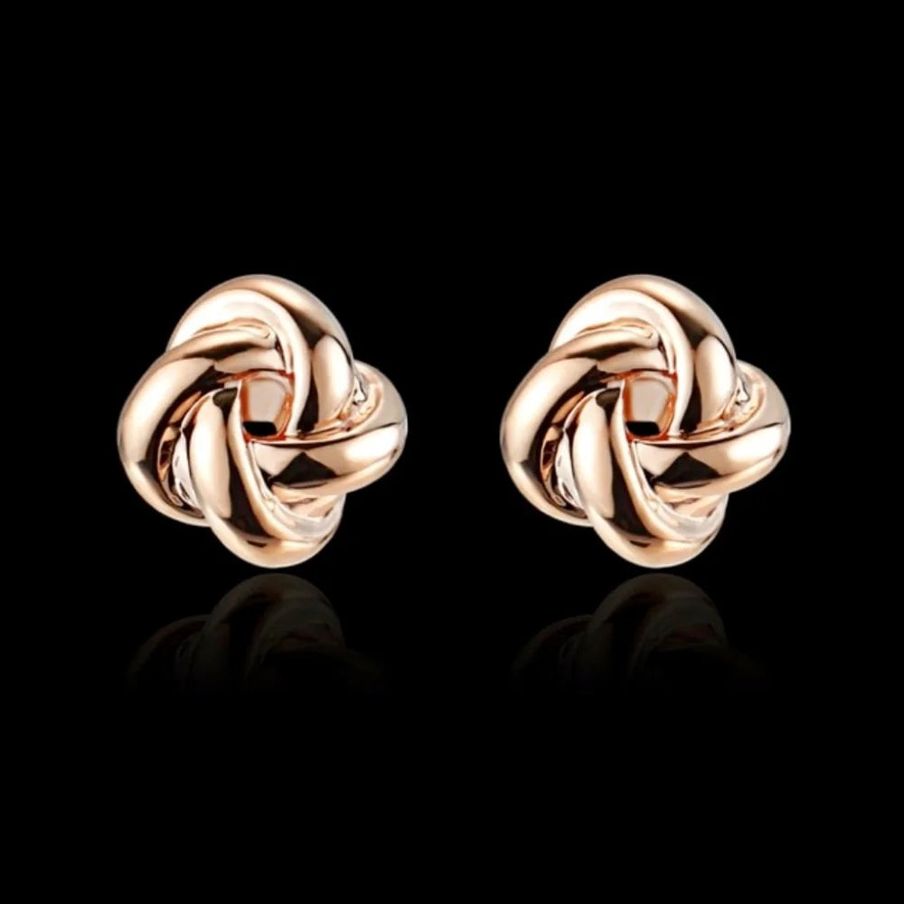 Ronna Knot Bridal Earrings In Rose Gold And Silver Options