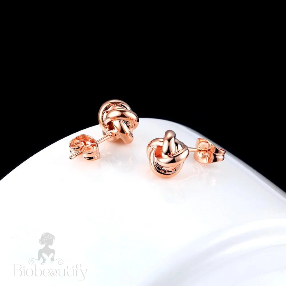 Ronna Knot Bridal Earrings In Rose Gold And Silver Options