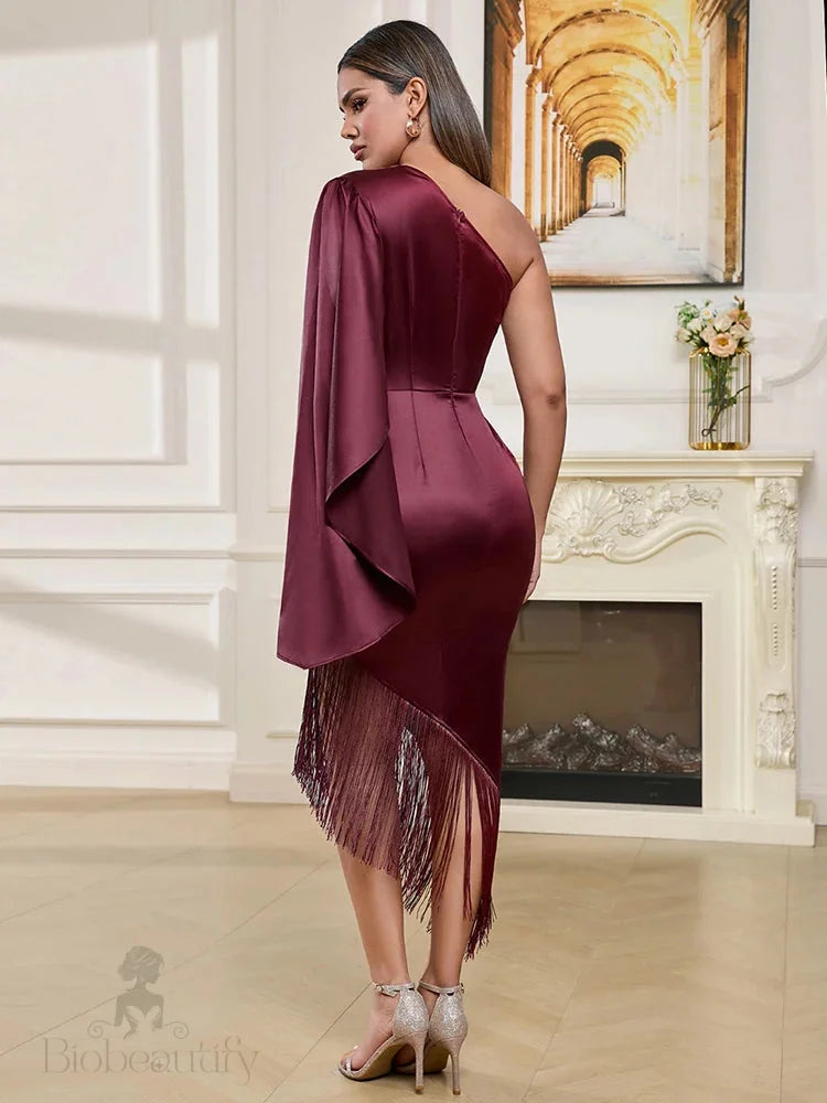 Rosalie Fringe Hem Satin Dress