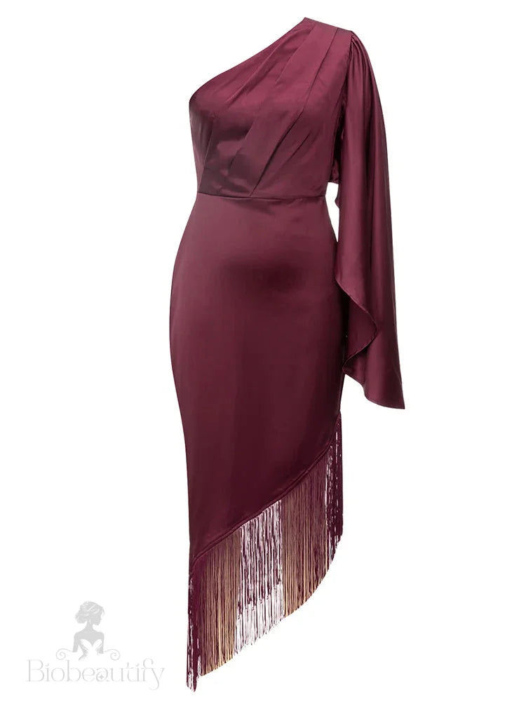 Rosalie Fringe Hem Satin Dress