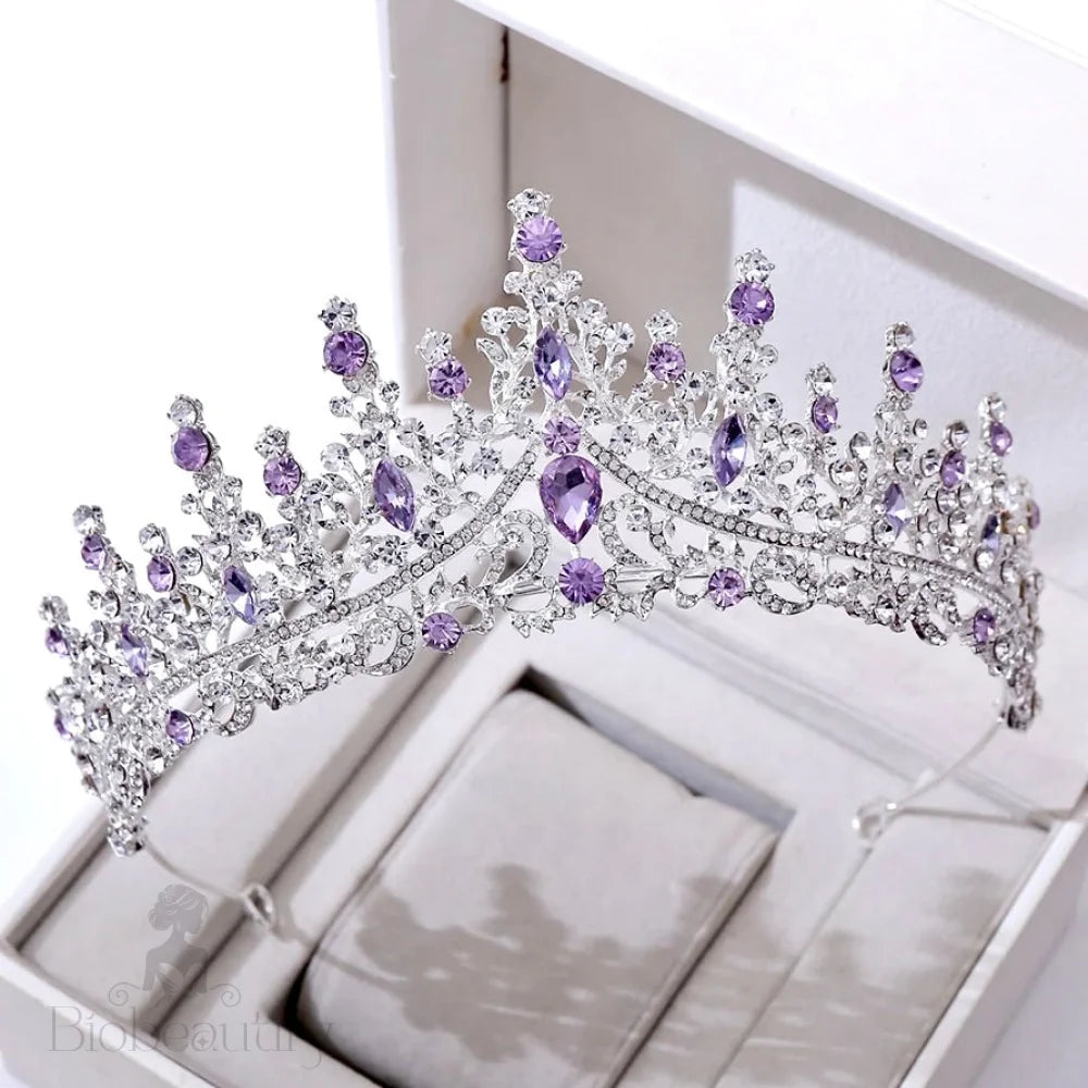 Rosamund Purple Baroque Tiara For Brides