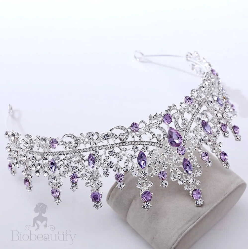 Rosamund Purple Baroque Tiara For Brides