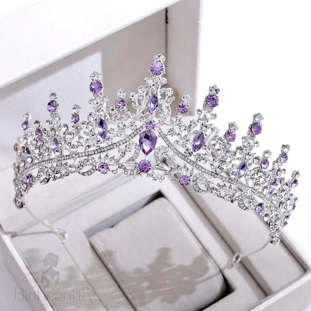 Rosamund Purple Baroque Tiara For Brides