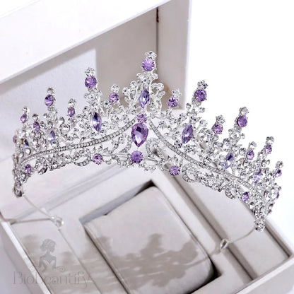 Rosamund Purple Baroque Tiara For Brides