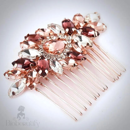 Rose Gold Bridal Hair Comb And Earrings Set