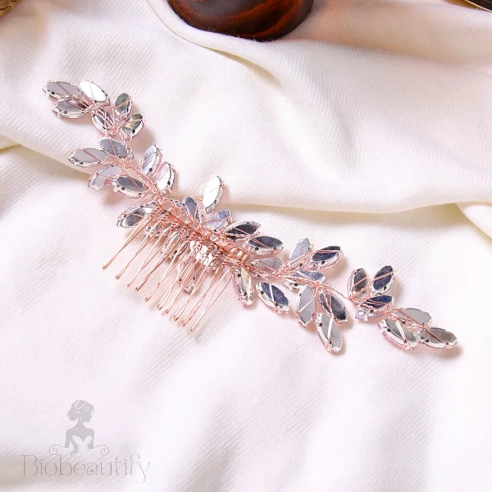 Rose Gold Bridal Hair Comb - Rosalie Design