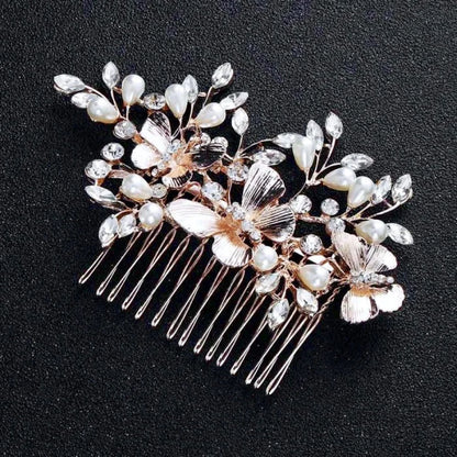 Rose Gold Butterfly Bridal Hair Comb - Bindi