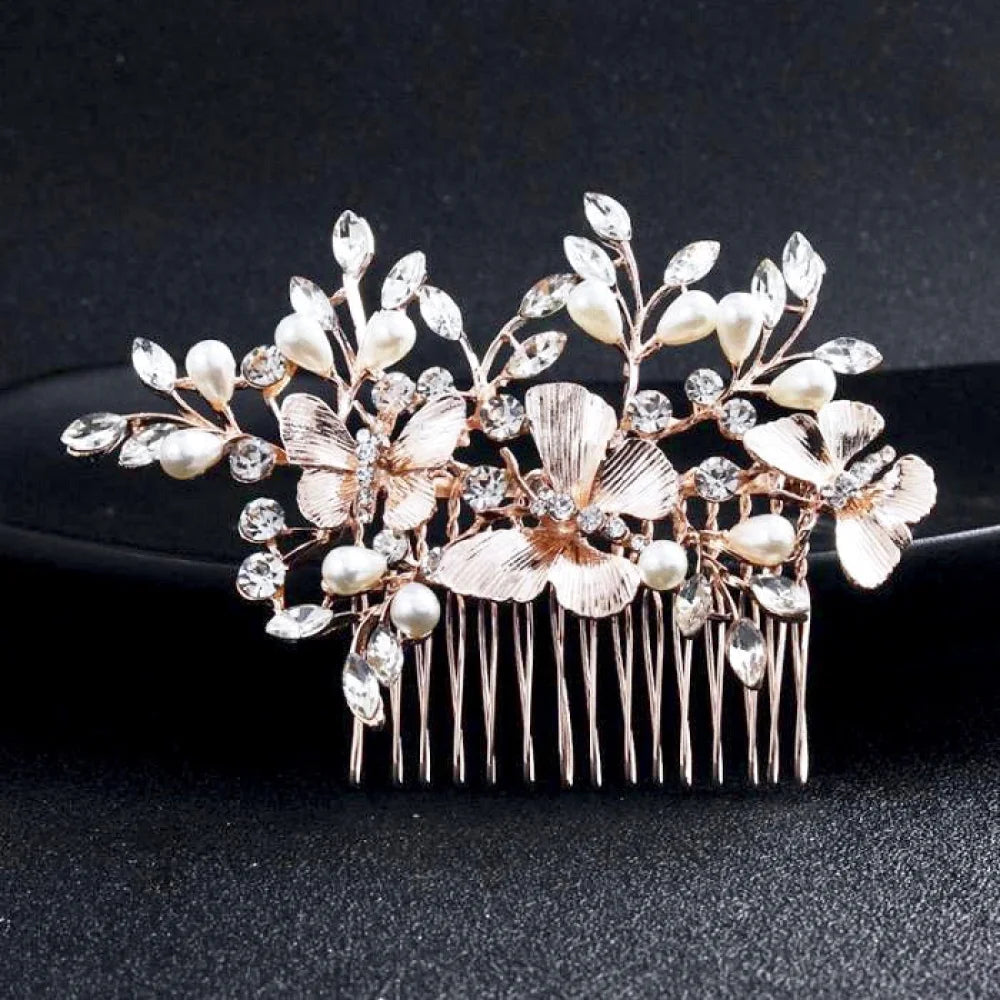 Rose Gold Butterfly Bridal Hair Comb - Bindi