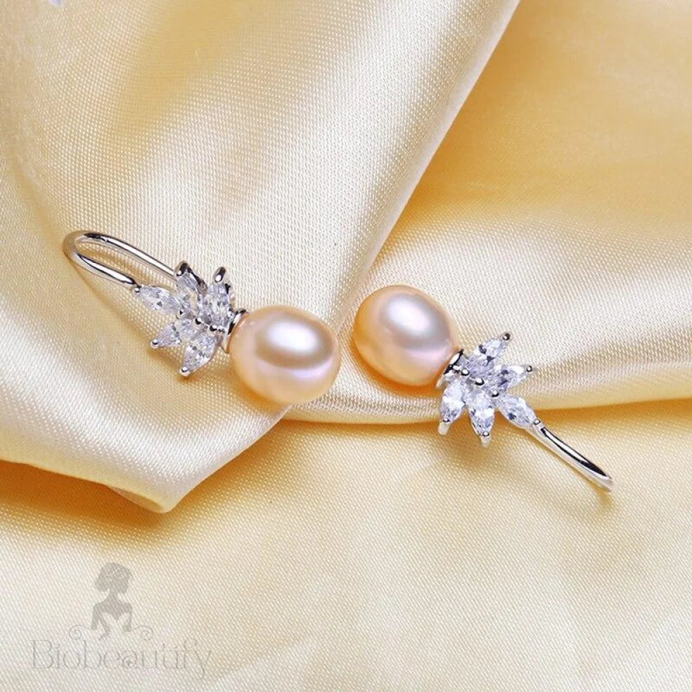 Rosine Sterling Silver Bridal Earrings With Pearl And Cubic Zirconia - Various Colors Available