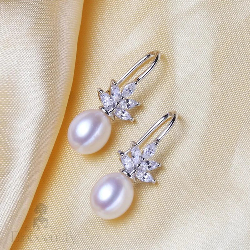 Rosine Sterling Silver Bridal Earrings With Pearl And Cubic Zirconia - Various Colors Available