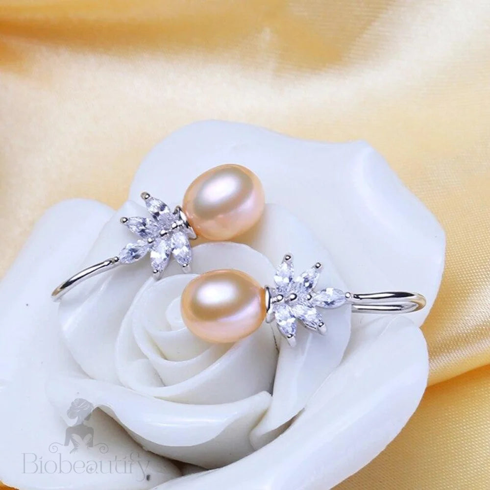 Rosine Sterling Silver Bridal Earrings With Pearl And Cubic Zirconia - Various Colors Available