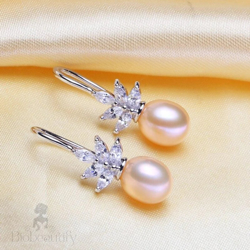 Rosine Sterling Silver Bridal Earrings With Pearl And Cubic Zirconia - Various Colors Available