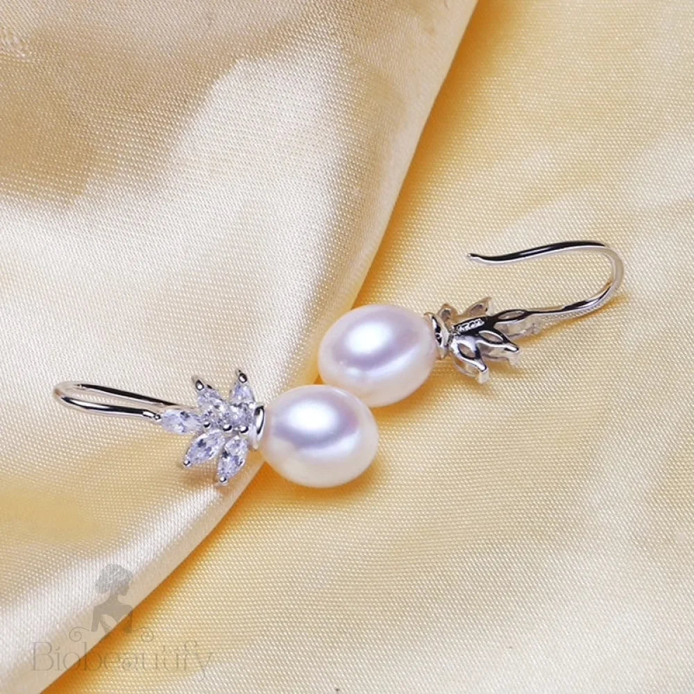 Rosine Sterling Silver Bridal Earrings With Pearl And Cubic Zirconia - Various Colors Available