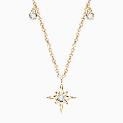 Rolo Chain Moissanite Starburst Pendant Necklace In Sterling Silver Gold / One Size