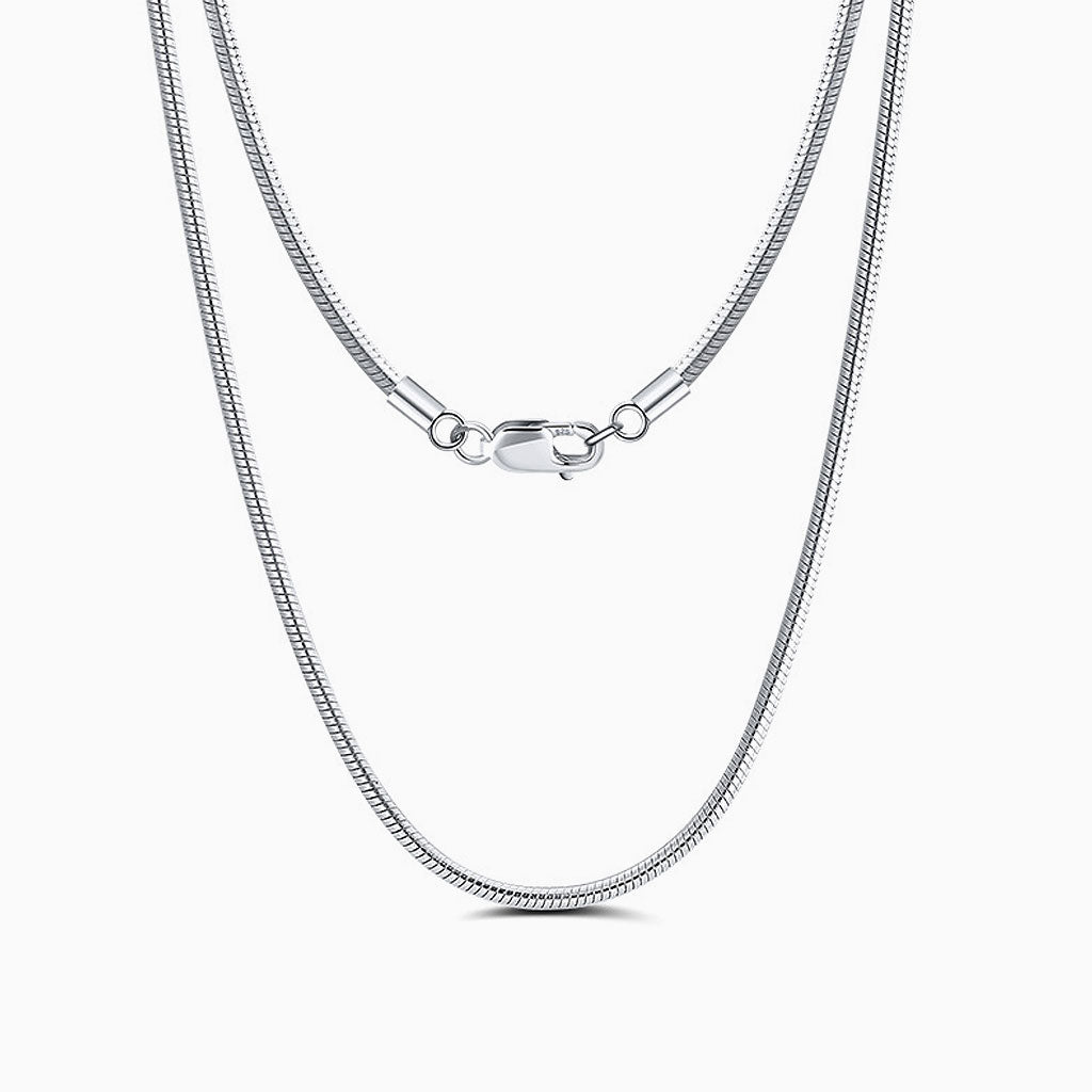 Rhodium Plated Sterling Silver 1Mm Round Snake Chain Necklace / 16’’