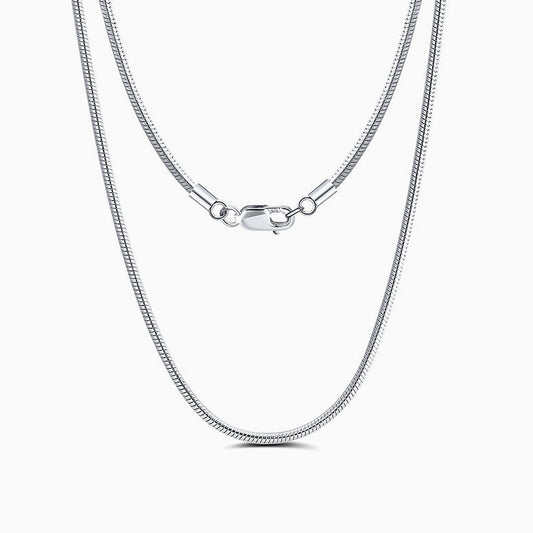 Rhodium Plated Sterling Silver 1Mm Round Snake Chain Necklace / 16’’