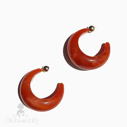 Ruby Crescent Moon Chunky Hoop Earrings Red / One Size