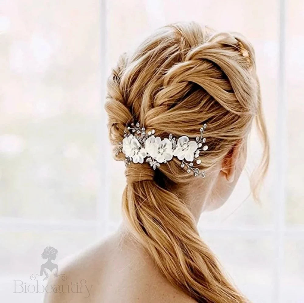 Rylee Floral Pearl And Crystal Bridal Hair Accessory