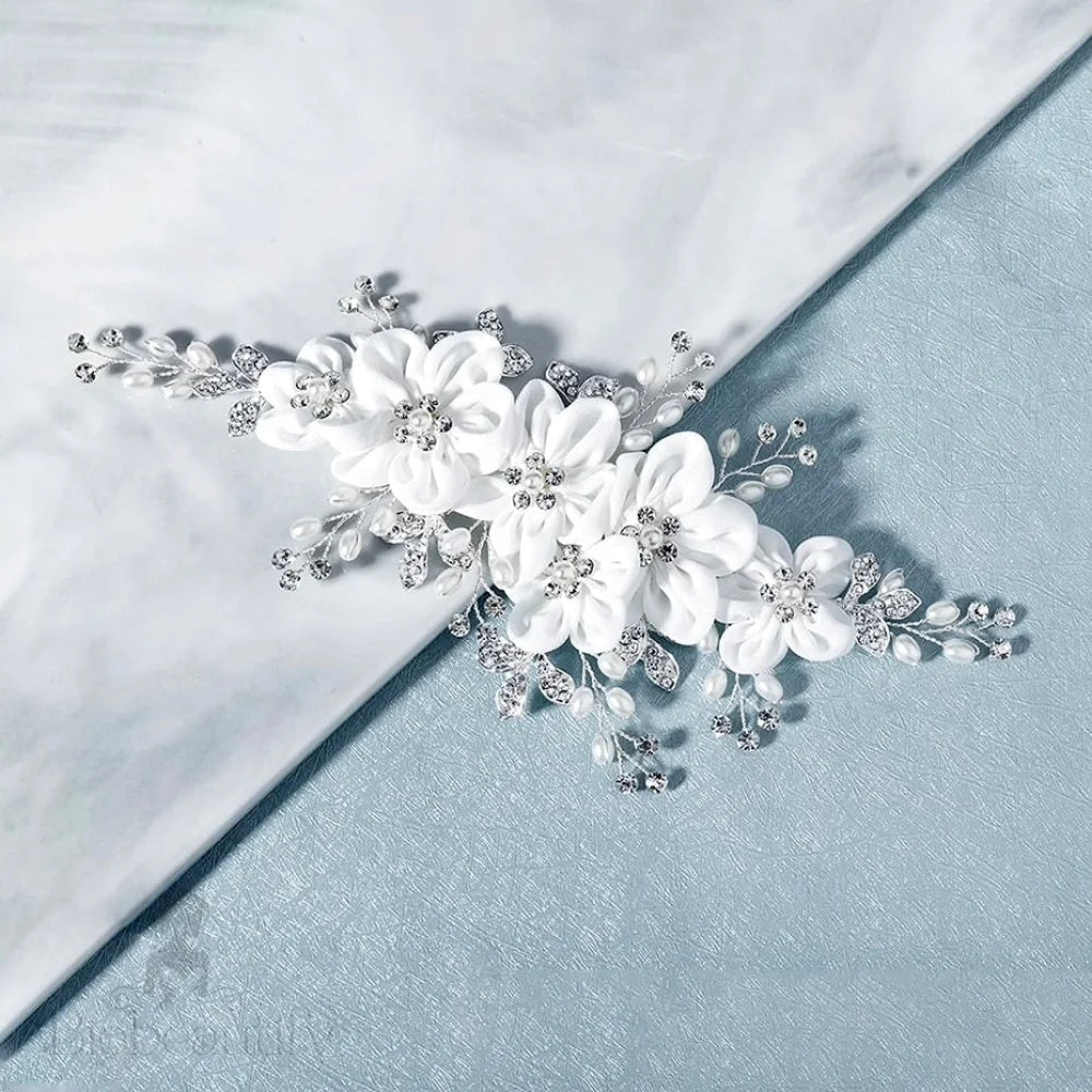 Rylee Floral Pearl And Crystal Bridal Hair Accessory