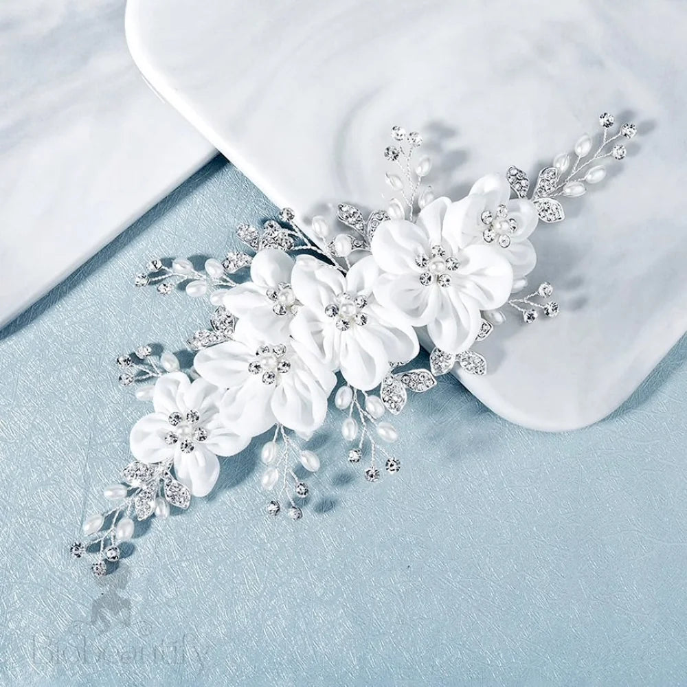 Rylee Floral Pearl And Crystal Bridal Hair Accessory