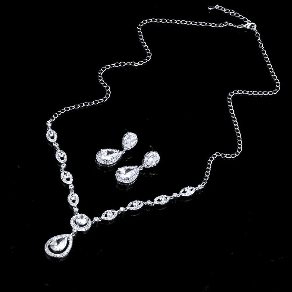 Sabrina Silver Cz Bridal Jewelry Set