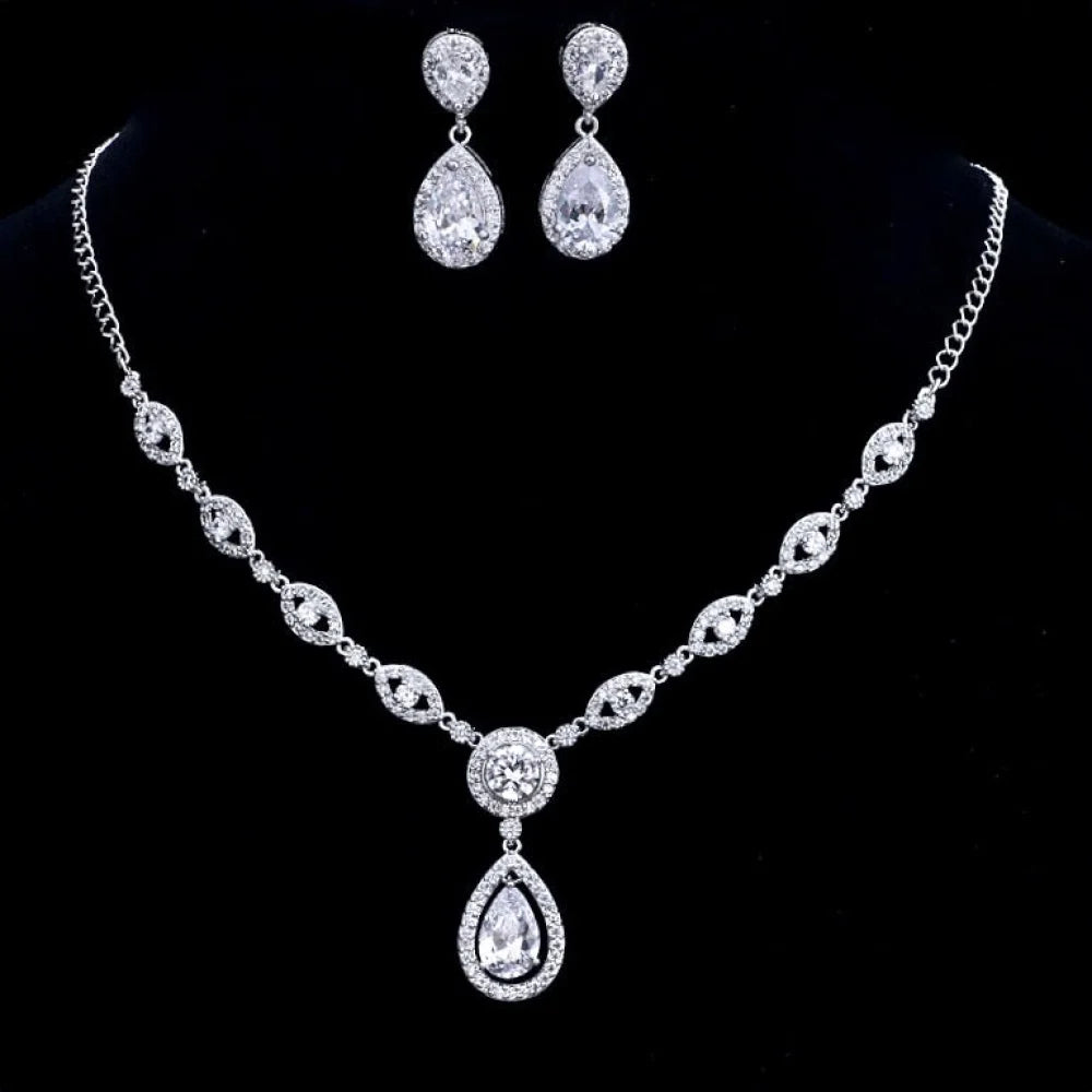 Sabrina Silver Cz Bridal Jewelry Set