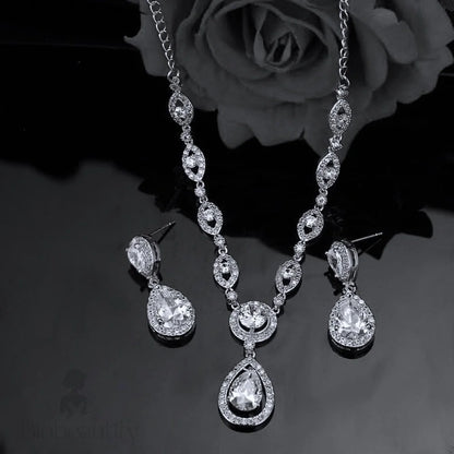 Sabrina Silver Cz Bridal Jewelry Set