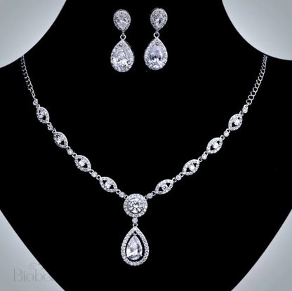 Sabrina Silver Cz Bridal Jewelry Set