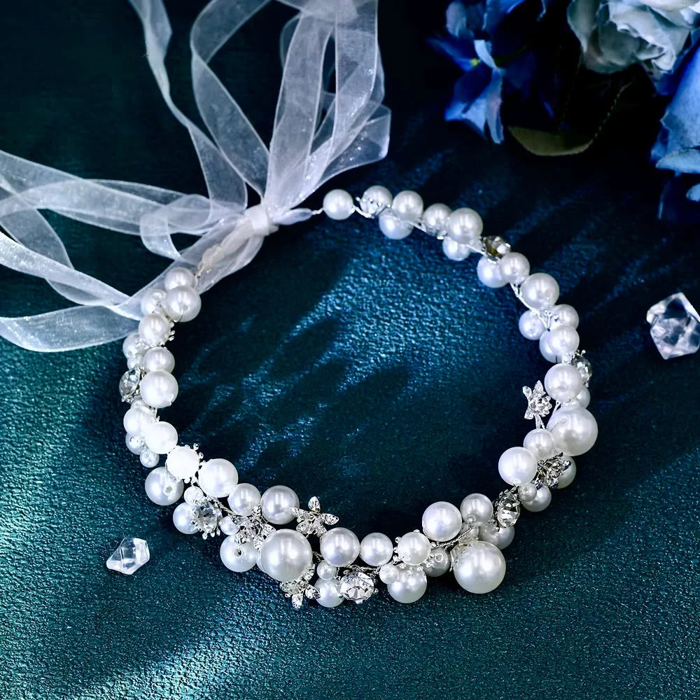 Saga Pearl Crystal Bridal Headband