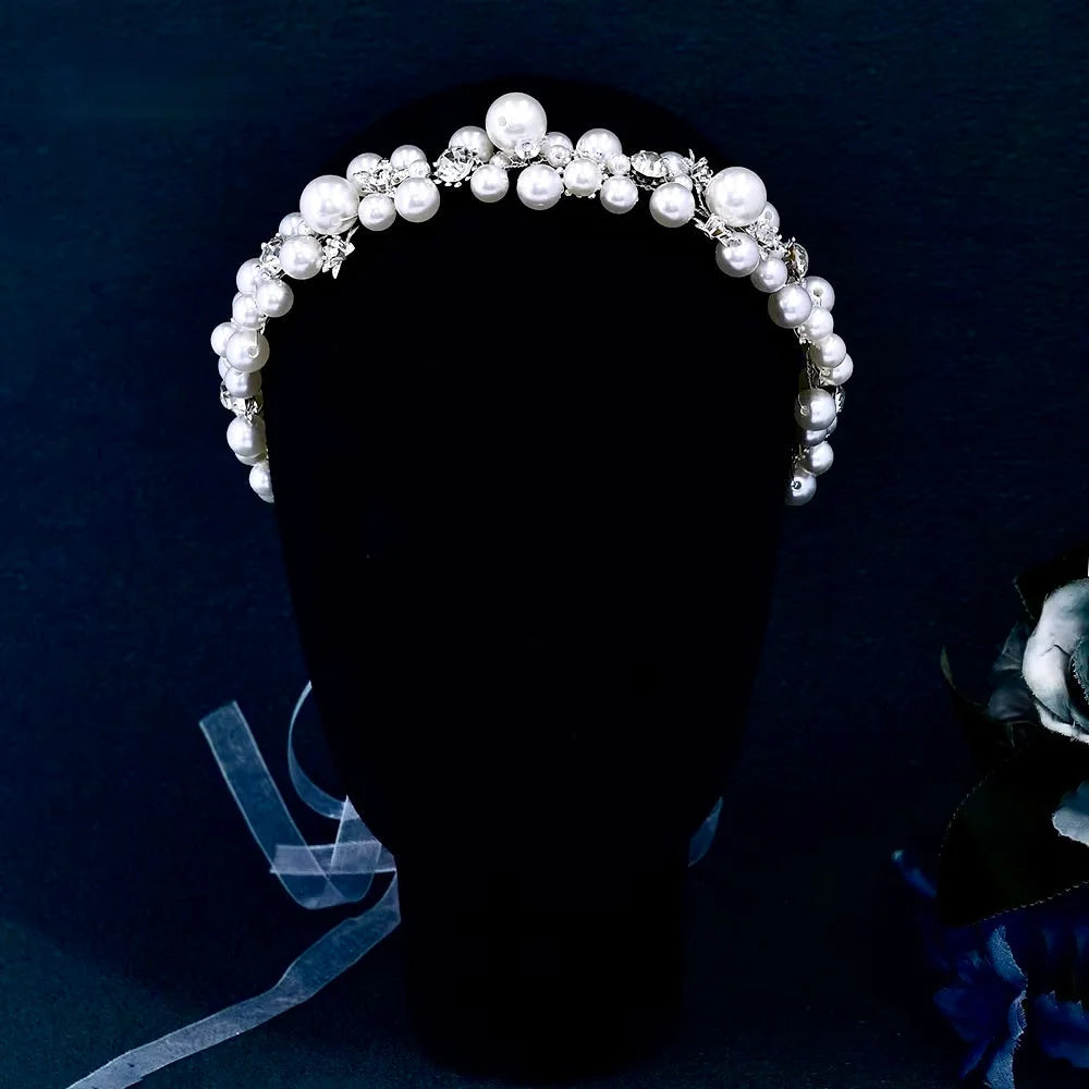 Saga Pearl Crystal Bridal Headband