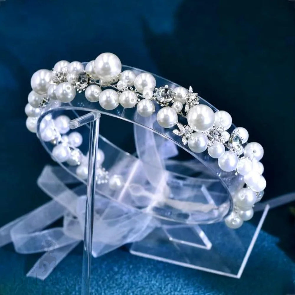 Saga Pearl Crystal Bridal Headband