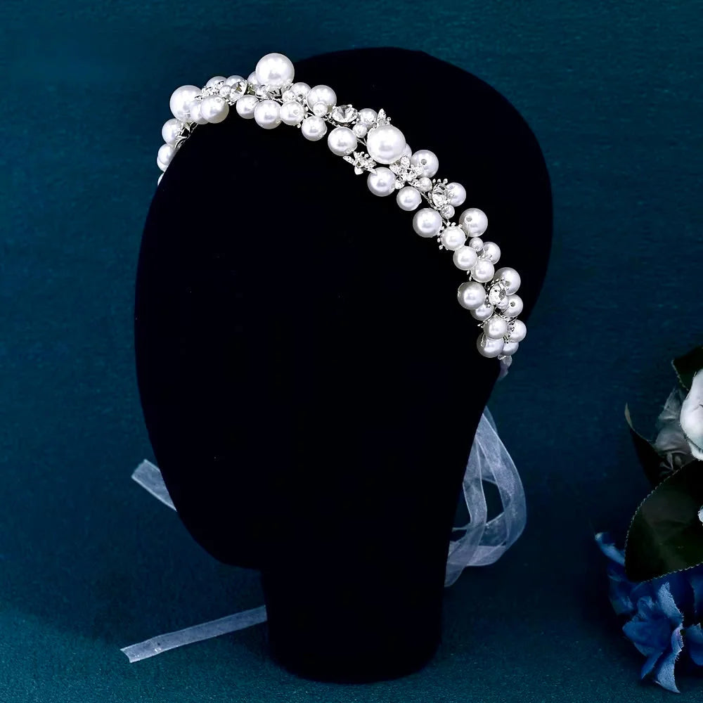 Saga Pearl Crystal Bridal Headband