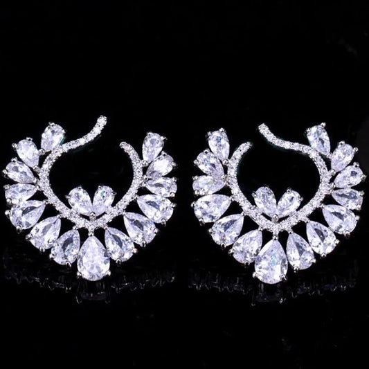 Sage Silver Cz Bridal Earrings