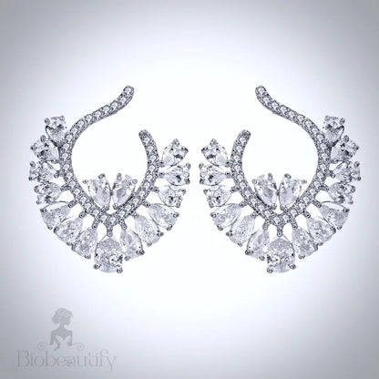 Sage Silver Cz Bridal Earrings