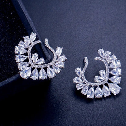 Sage Silver Cz Bridal Earrings