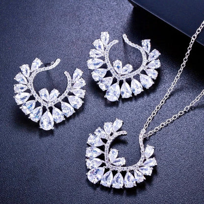 Sage Silver Cz Bridal Jewelry Set