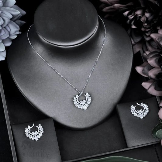 Sage Silver Cz Bridal Jewelry Set